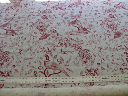 Clarence House Rambouillet Toile de Jouy Bird Flower Tree of Life Chinoiserie Print Rouge Red Bty French Country #1518
