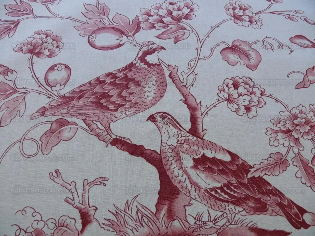 Clarence House Rambouillet Toile de Jouy Bird Flower Tree of Life Chinoiserie Print Rouge Red Bty French Country #1518