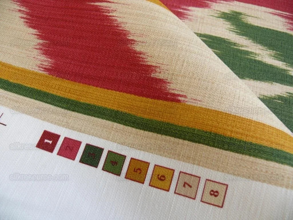 Clarence House Grand Pamir Ikat Linen Scarlet &amp; Green MSRP USD 370/y