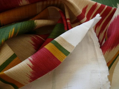 Clarence House Grand Pamir Ikat Linen Scarlet &amp; Green MSRP USD 370/y