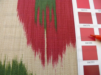 Clarence House Grand Pamir Ikat Linen Scarlet &amp; Green MSRP USD 370/y