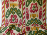 CLARENCE HOUSE GRAND PAMIR IKAT LINEN SCARLET & GREEN MSRP$370