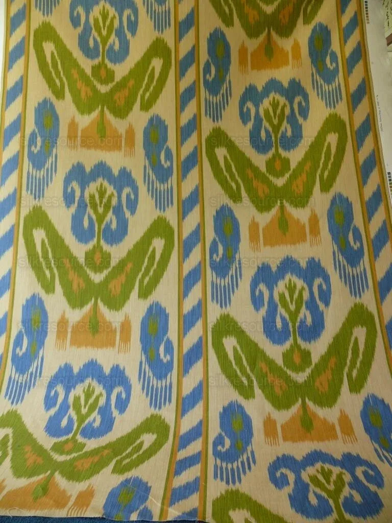 Clarence House Grand Pamir Ikat Linen Indigo Blue Fern Green Greek Island MSRP USD370/yard
