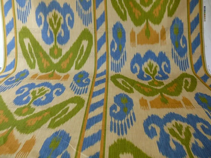 Clarence House Grand Pamir Ikat Linen Indigo Blue Fern Green Greek Island MSRP USD370/yard