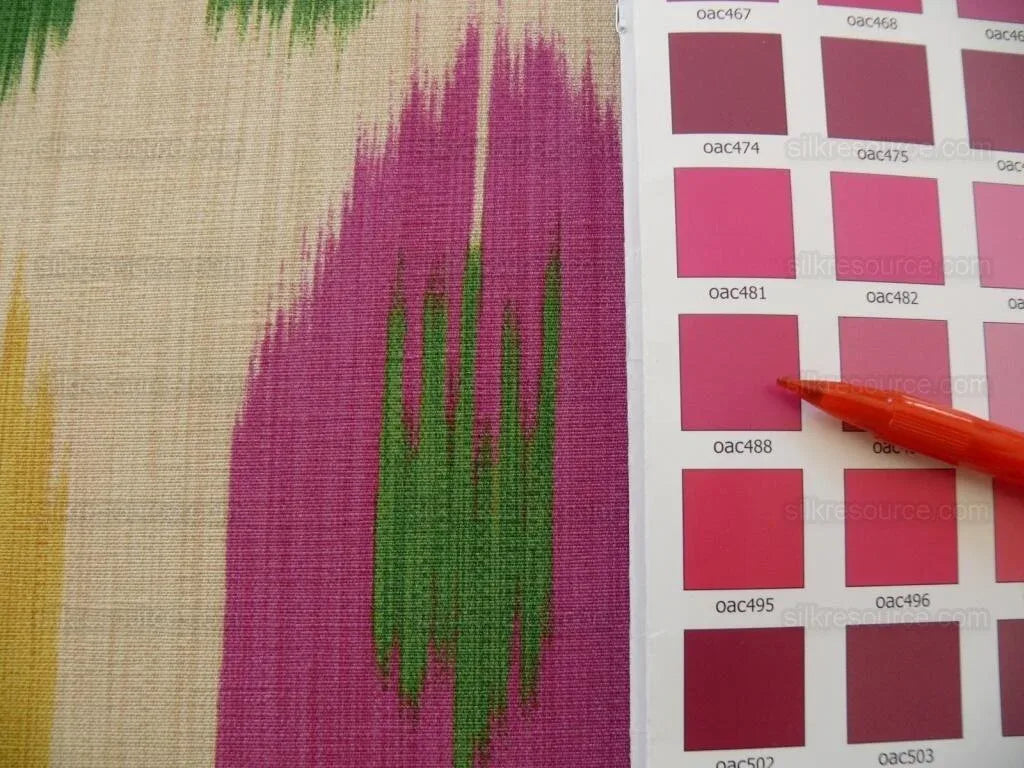 Clarence House Grand Pamir Ikat Linen Print Spectacular Rani Pink Emerald Rt$370/y