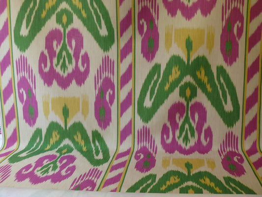 CLARENCE HOUSE GRAND PAMIR IKAT LINEN RANI PINK EMERALD RT$370/Y