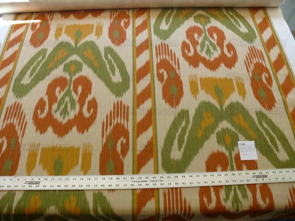 By Yd Clarence House Grand Pamir Ikat Linen Rust &amp; Fern Green MSRP USD 370/yard