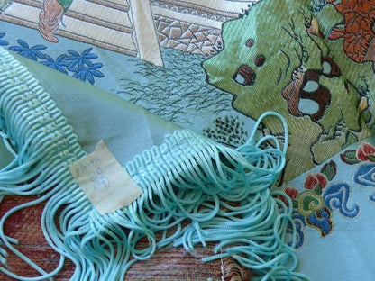 55x53 Brocade Chinoiserie Garden Pavillian Bamboo Dream Of Red C