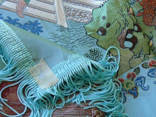 55x53 Brocade Chinoiserie Garden Pavillian Bamboo Dream Of Red C