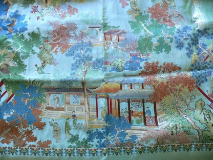 55x53 Brocade Chinoiserie Garden Pavillian Bamboo Dream Of Red C