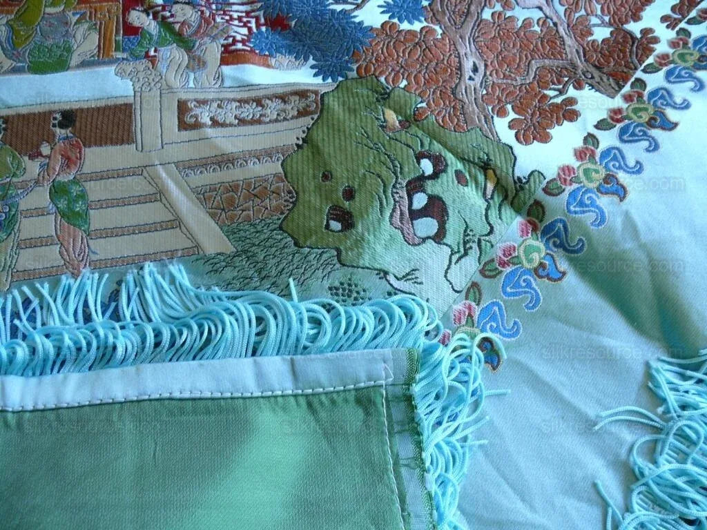 55x53 Brocade Chinoiserie Garden Pavillian Bamboo Dream Of Red C