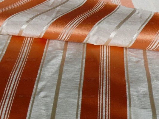 Scalamandre Keely Stripe "melon" Coral Orange On Cream MSRP USD 256/y
