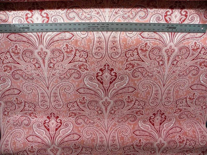 By Yd SCALAMANDRE KELLIE SALMON RED OFF WHITE Paisley Cotton Jacquard MSRPUSD142Y