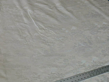 100% Silk Damask Chinoiserie Toile Music Garden "nimbus" Cream White