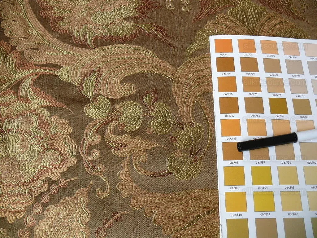 **On hold Coraggio Textile Buonarroti Tobacco Brown Silk Lampas Designed By Michelangelo - 3 yards