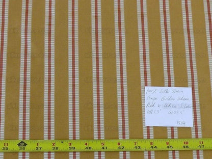 Pindler 100% Silk Satin Stripe Taffeta Wheat Gold Red Silver White