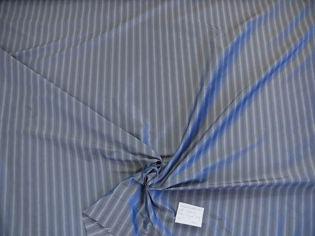 by yard Scalamandre Shimmer Silk 100% Silk Taffeta Blue Grey Cream White Silk Taffeta Stripe MSRP USD192/y