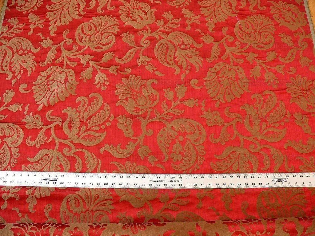 Scalamandre Ypres Lampas Damask Pom Renaissance Ruby Red Gold by MSRP 445/y