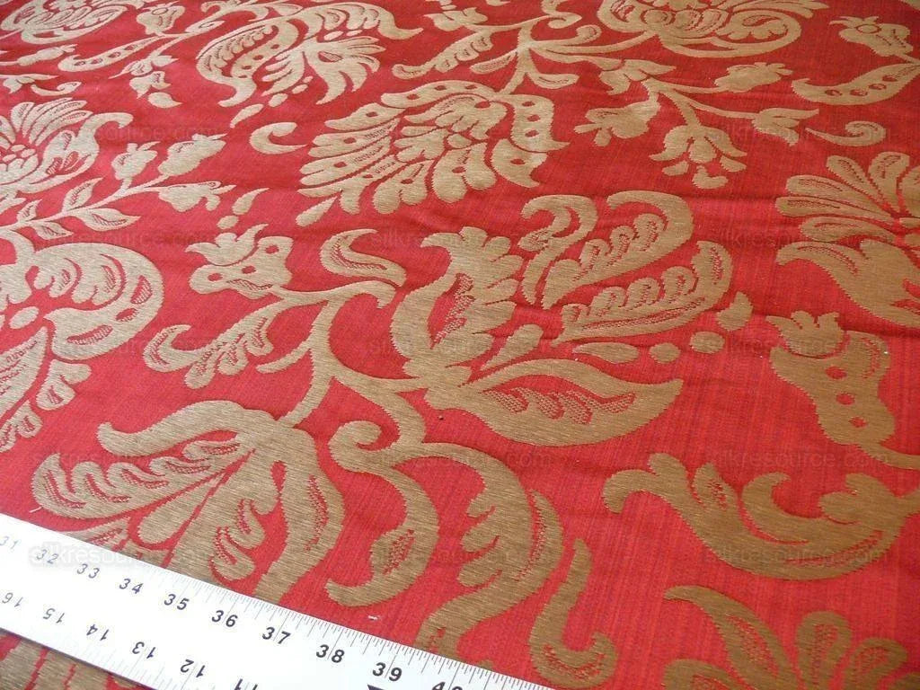 Scalamandre Ypres Lampas Damask Pom Renaissance Ruby Red Gold by MSRP 445/y