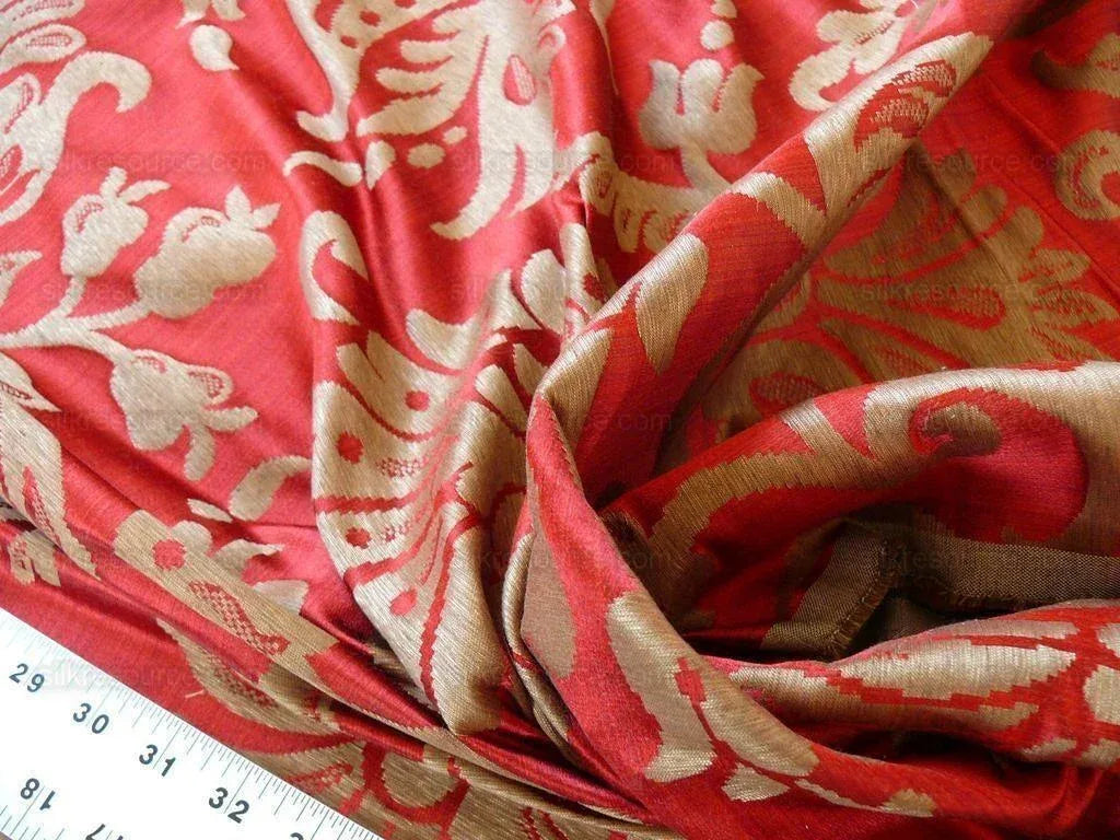 Scalamandre Ypres Lampas Damask Pom Renaissance Ruby Red Gold by MSRP 445/y