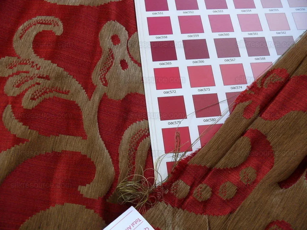 Scalamandre Ypres Lampas Damask Pom Renaissance Ruby Red Gold by MSRP 445/y