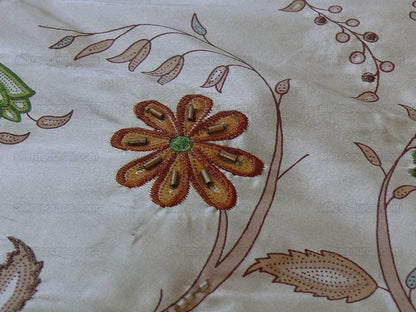 Scalamandre Old World Weaver Hand-beaded! Kyari Embroidery Silk Lime Butterscotch MSRP USD216/Y