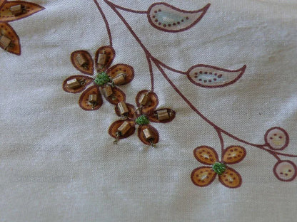 Scalamandre Old World Weaver Hand-beaded! Kyari Embroidery Silk Lime Butterscotch MSRP USD216/Y