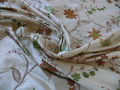 Scalamandre Old World Weaver Hand-beaded! Kyari Embroidery Silk Lime Butterscotch MSRP USD216/Y