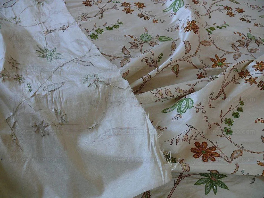 Scalamandre Old World Weaver Hand-beaded! Kyari Embroidery Silk Lime Butterscotch MSRP USD216/Y