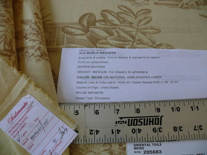 By Yard Scalamandre Old World Weavers Oriental Toile Chinoiserie Poetic Garden Nature Landscape Bird Boat Bridge Scholar’s Rock MSRP 184/Y