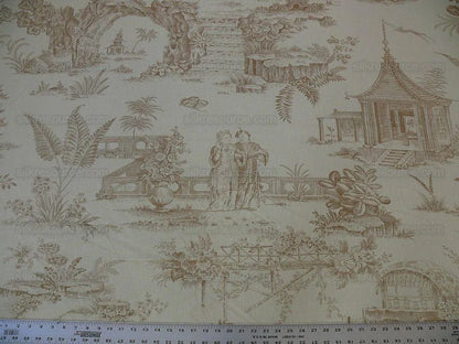 By Yard Scalamandre Old World Weavers Oriental Toile Chinoiserie Poetic Garden Nature Landscape Bird Boat Bridge Scholar’s Rock MSRP 184/Y