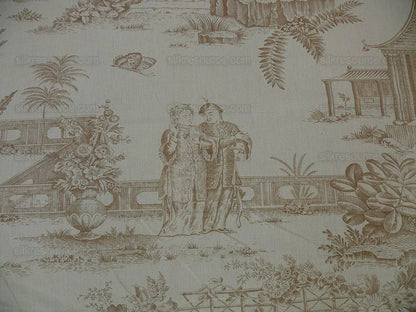 By Yard Scalamandre Old World Weavers Oriental Toile Chinoiserie Poetic Garden Nature Landscape Bird Boat Bridge Scholar’s Rock MSRP 184/Y