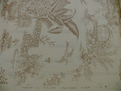 By Yard Scalamandre Old World Weavers Oriental Toile Chinoiserie Poetic Garden Nature Landscape Bird Boat Bridge Scholar’s Rock MSRP 184/Y