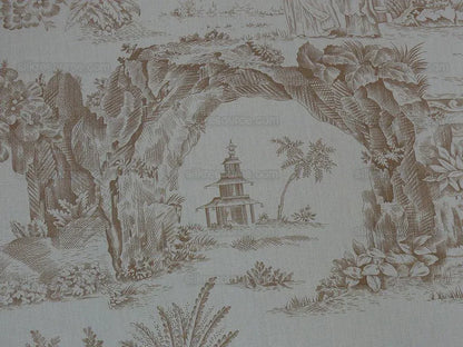 By Yard Scalamandre Old World Weavers Oriental Toile Chinoiserie Poetic Garden Nature Landscape Bird Boat Bridge Scholar’s Rock MSRP 184/Y