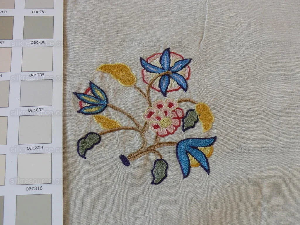 Scalamandre Old World Weavers Amiya Hand Embroidery Crewel Sprig MSRP USD 368/Y