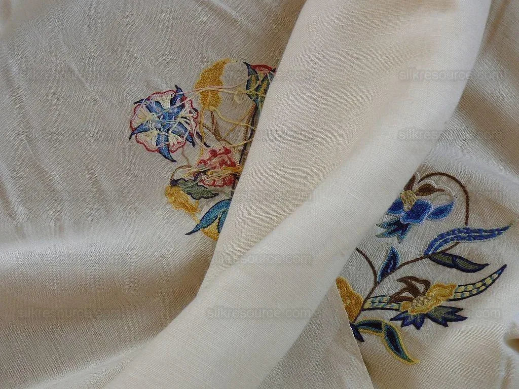 Scalamandre Old World Weavers Amiya Hand Embroidery Crewel Sprig MSRP USD 368/Y