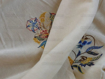 Scalamandre Old World Weavers Amiya Hand Embroidery Crewel Sprig MSRP USD 368/Y