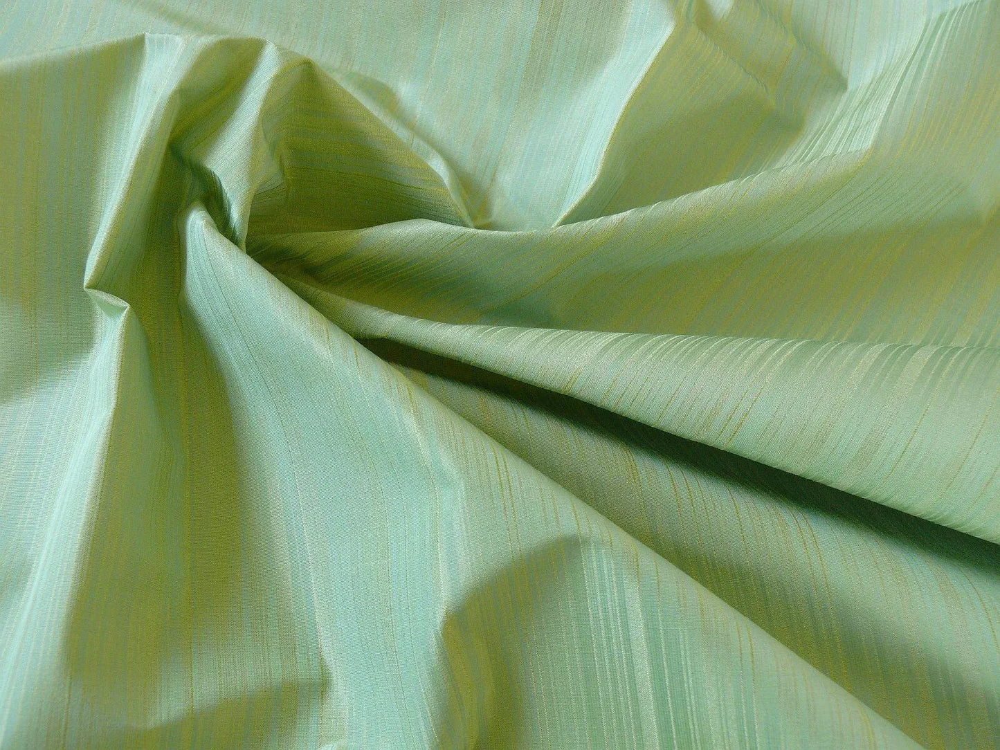 SCALAMANDRE MIRAGE 100% SILK SELF STRIE SPRING GREEN SILK TAFFET