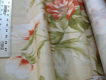 Scalamandre Anemone Flower Red and Cream Atmospheric 100% Silk Taffeta Print 20 Screens MSRP USD 278/Y