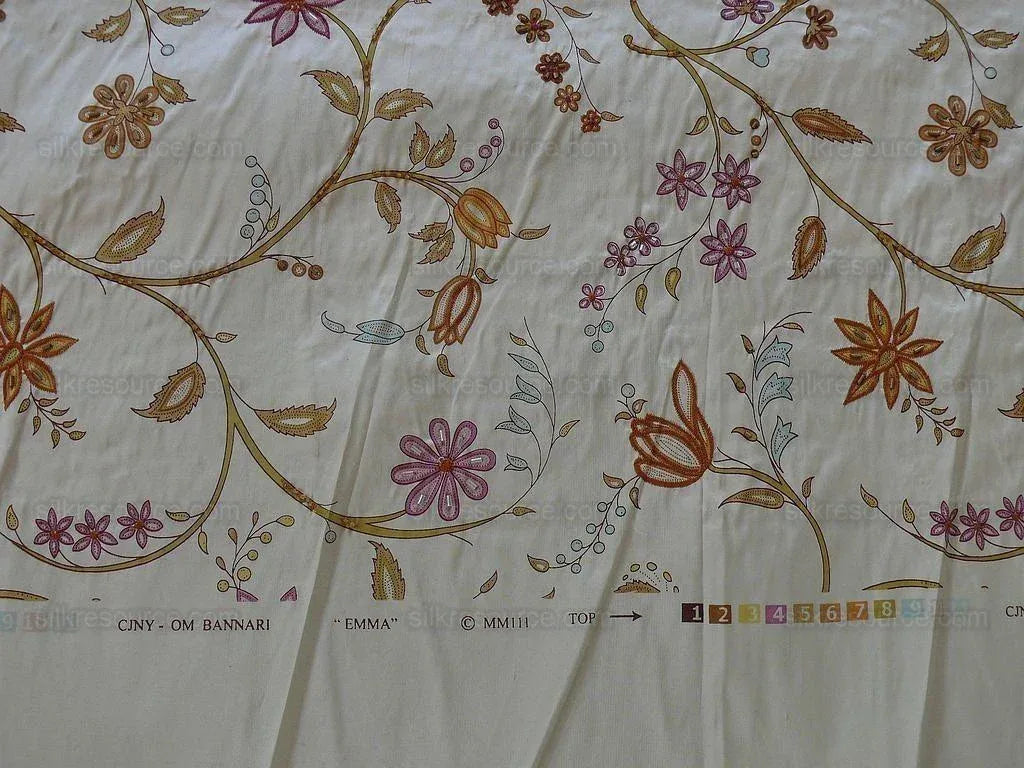 Scalamandre Kyari Embroidery Silk Fuchsia Gold Beaded with Real Glass MSRP USD216/Y