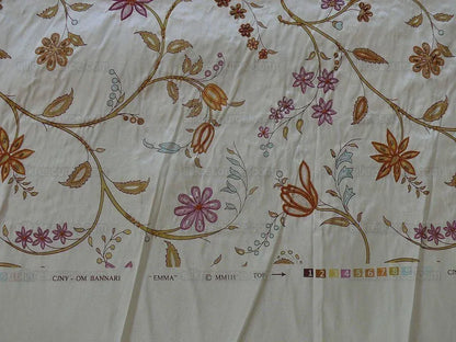 Scalamandre Kyari Embroidery Silk Fuchsia Gold Beaded with Real Glass MSRP USD216/Y