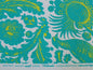 SCALAMANDRE RESIST PRINT BIRD FLOWER TOILE LINEN POOL GREEN BLUE