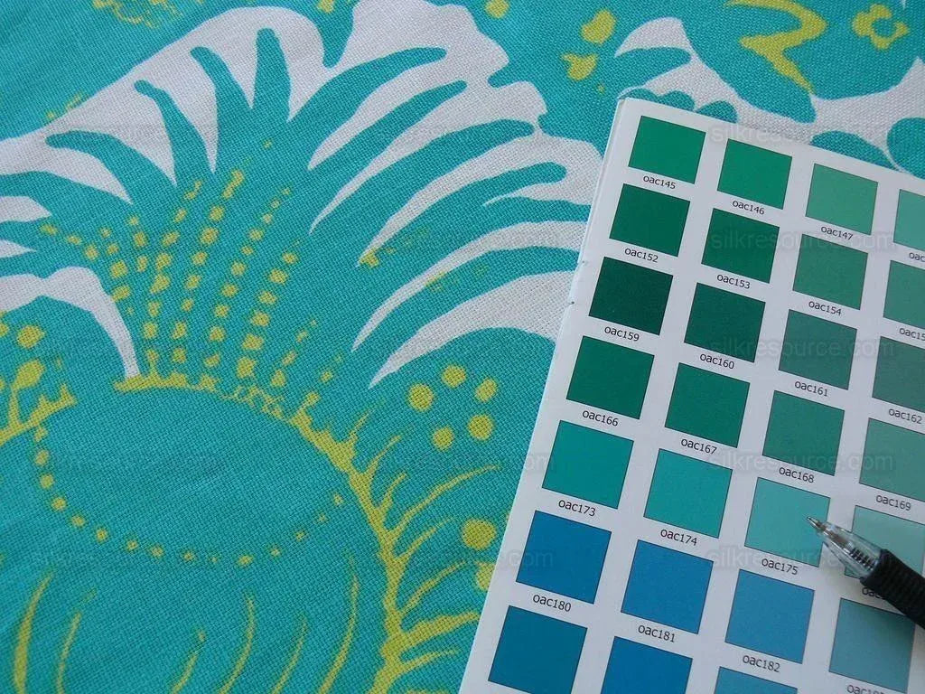 Scalamandre Resist Print Bird Flower Toile Linen Pool Green Blue MSRP USD 300/Y