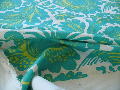 Scalamandre Resist Print Bird Flower Toile Linen Pool Green Blue MSRP USD 300/Y