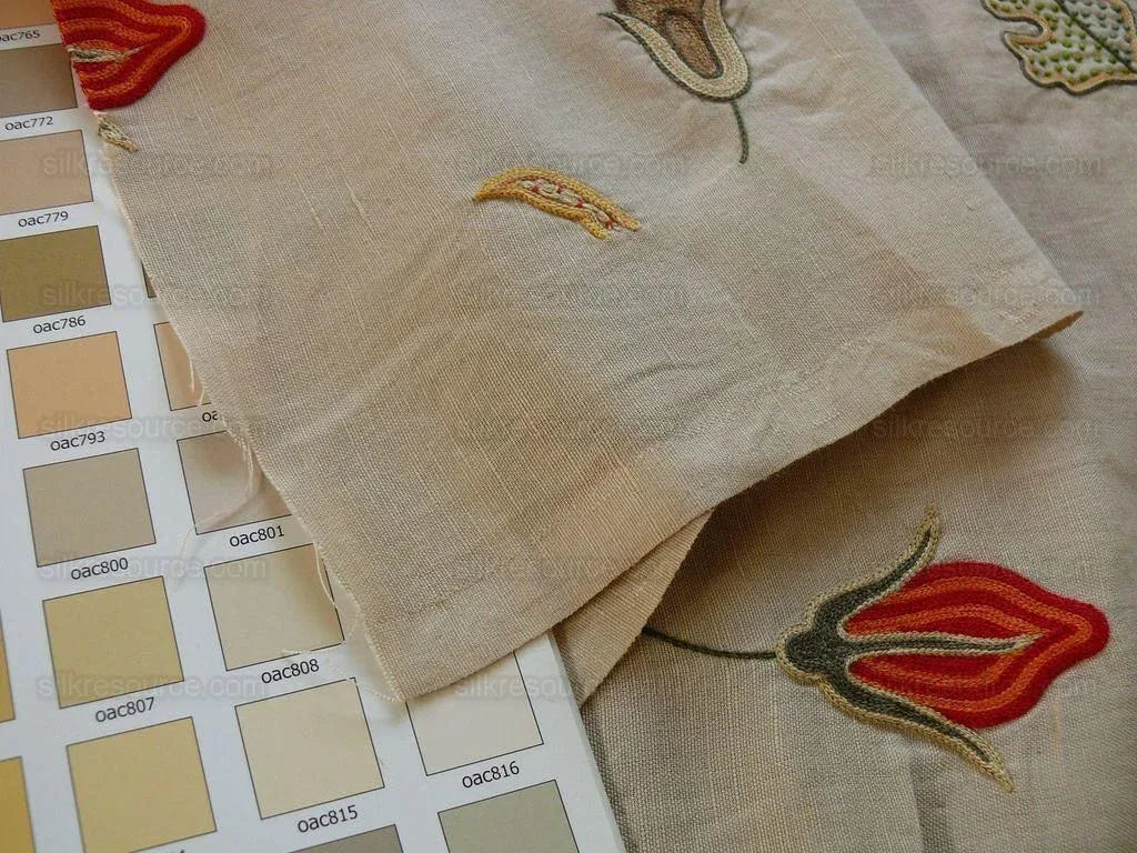 Scalamandre Old World Weaver Savita Hand Embroidery Linen Crewel MSRP USD 396/Y