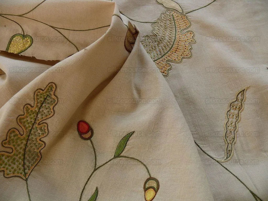 Scalamandre Old World Weaver Savita Hand Embroidery Linen Crewel MSRP USD 396/Y