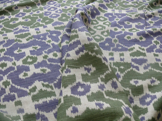 SCALAMANDRE TROPICAL IKAT BALI NAVY BLUE EMERALD GREEN RT$270/Y