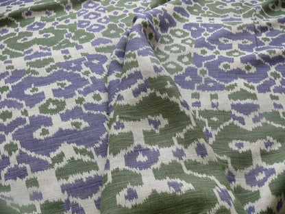 Scalamandre Tropical Ikat Bali Coffee And Celadon Blue Emerald Green MSRP USD270/y