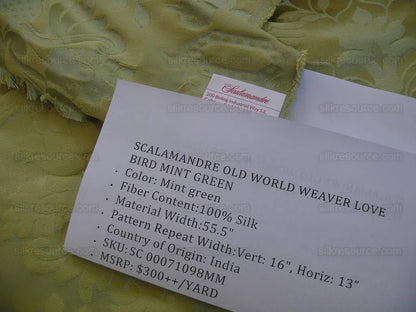 Scalamandre Old World Weavers Love Bird Mint Green MSRP USD 612/Y