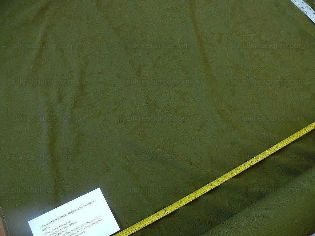Scalamandre Barker Mansion 100% Worsted Wool Damask Ivy Green